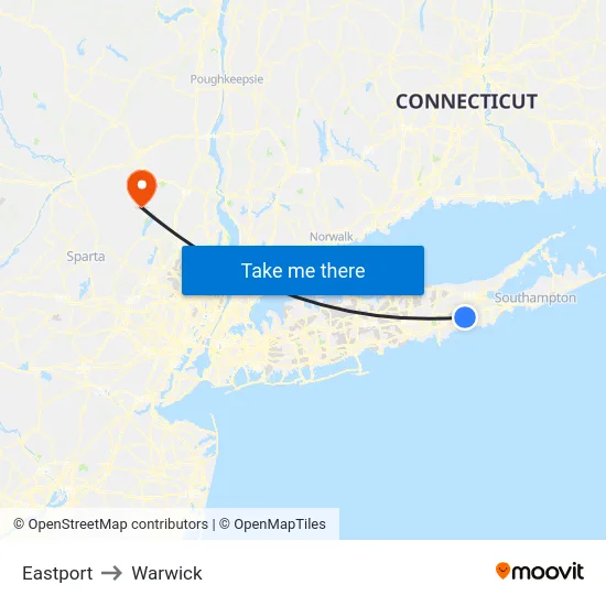 Eastport to Warwick map