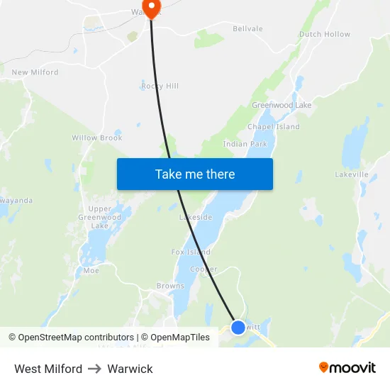 West Milford to Warwick map