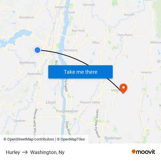 Hurley to Washington, Ny map