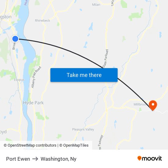 Port Ewen to Washington, Ny map