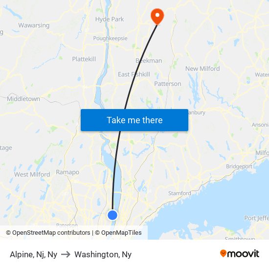 Alpine, Nj, Ny to Washington, Ny map