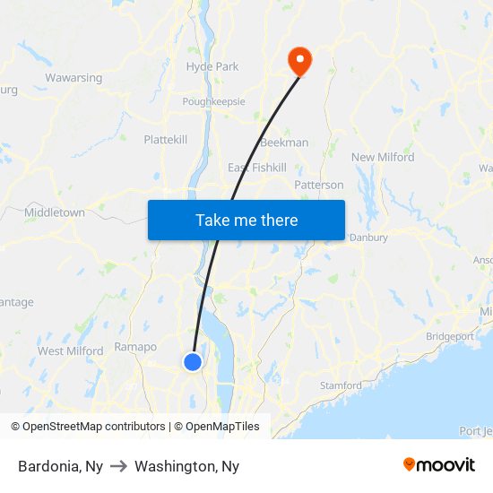 Bardonia, Ny to Washington, Ny map