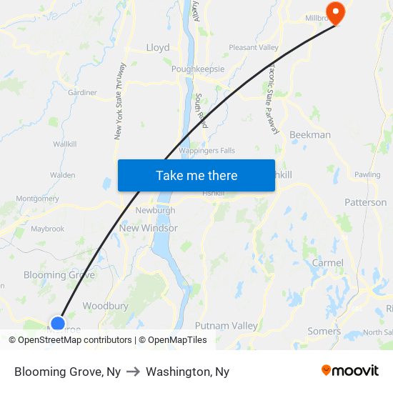 Blooming Grove, Ny to Washington, Ny map