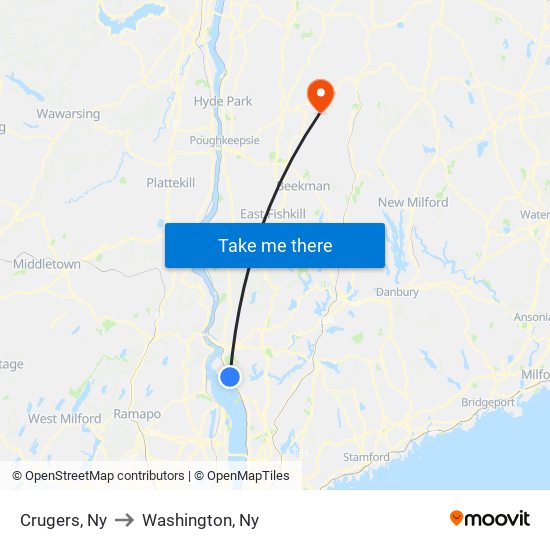 Crugers, Ny to Washington, Ny map