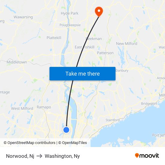 Norwood, Nj to Washington, Ny map