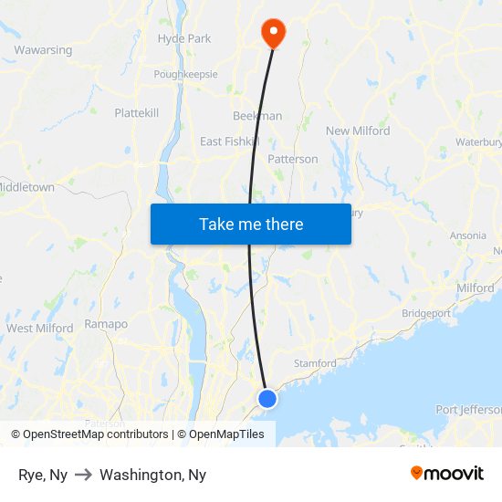 Rye, Ny to Washington, Ny map