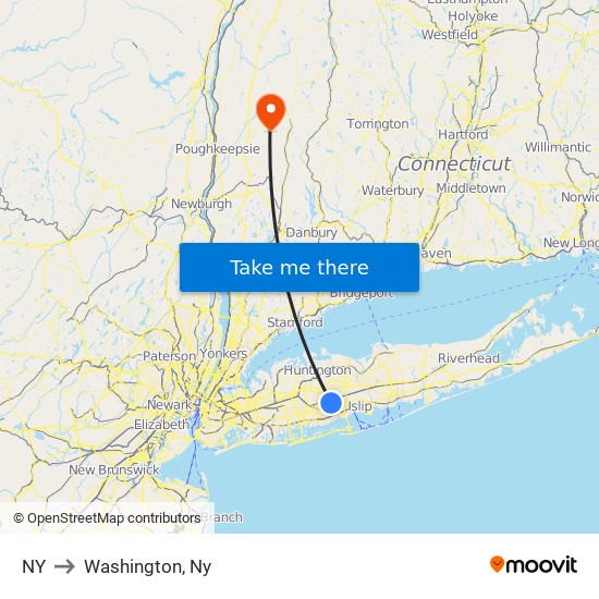 NY to Washington, Ny map