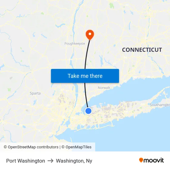 Port Washington to Washington, Ny map