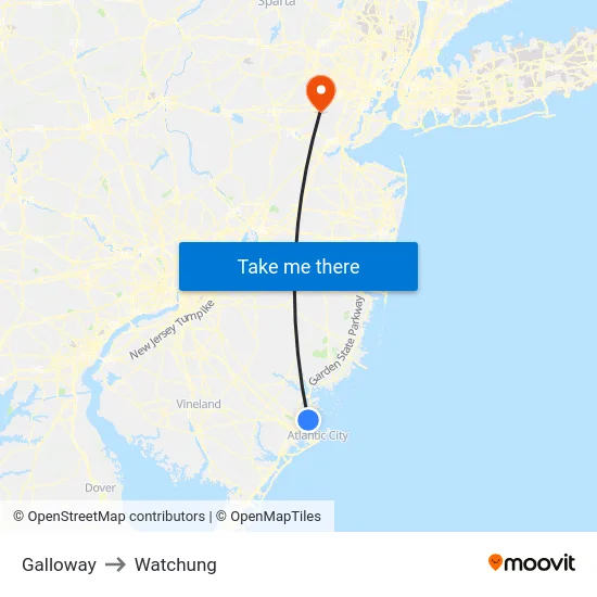 Galloway to Watchung map