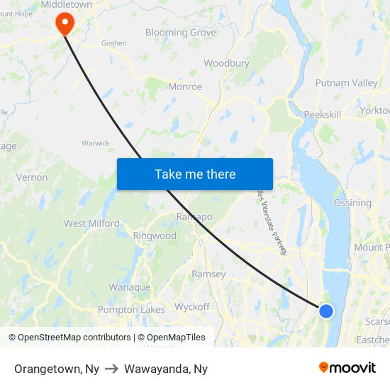 Orangetown, Ny to Wawayanda, Ny map