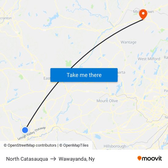 North Catasauqua to Wawayanda, Ny map