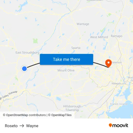 Roseto to Wayne map