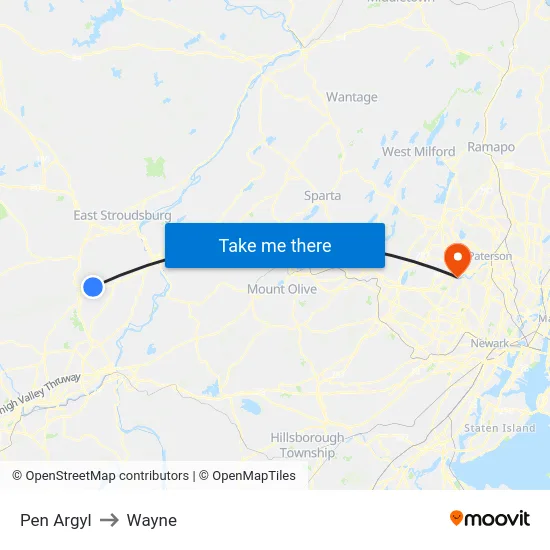 Pen Argyl to Wayne map
