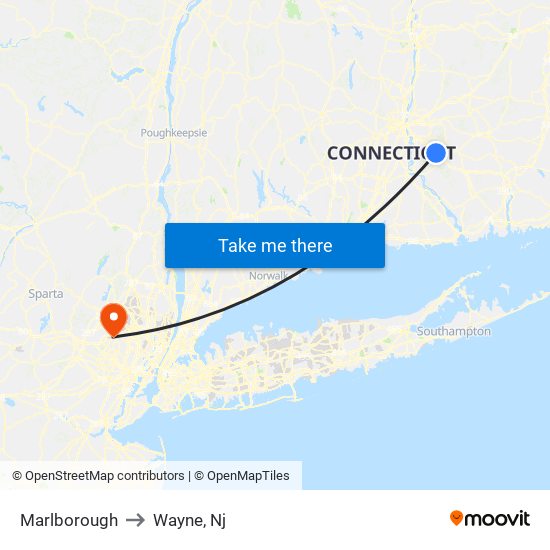 Marlborough to Wayne, Nj map