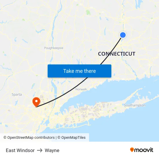East Windsor to Wayne map