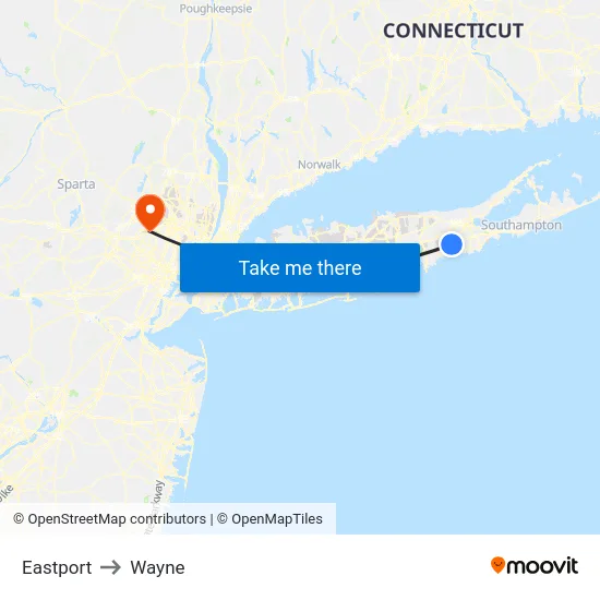 Eastport to Wayne map