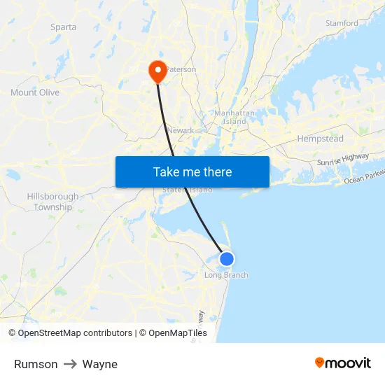 Rumson to Wayne map