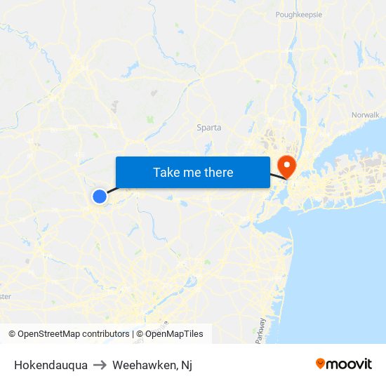 Hokendauqua to Weehawken, Nj map