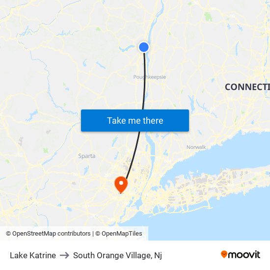 Lake Katrine to South Orange Village, Nj map