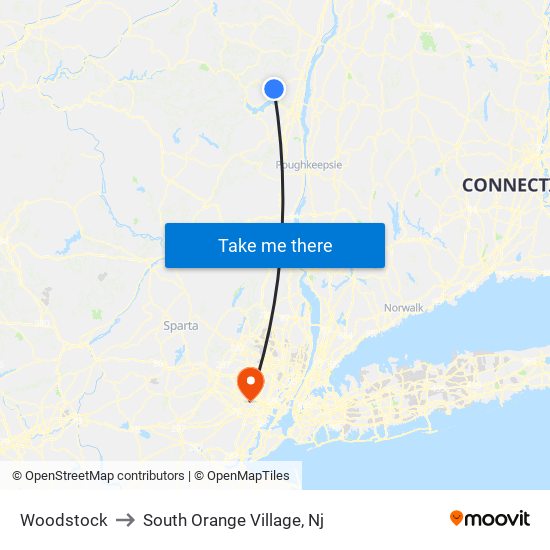 Woodstock to South Orange Village, Nj map