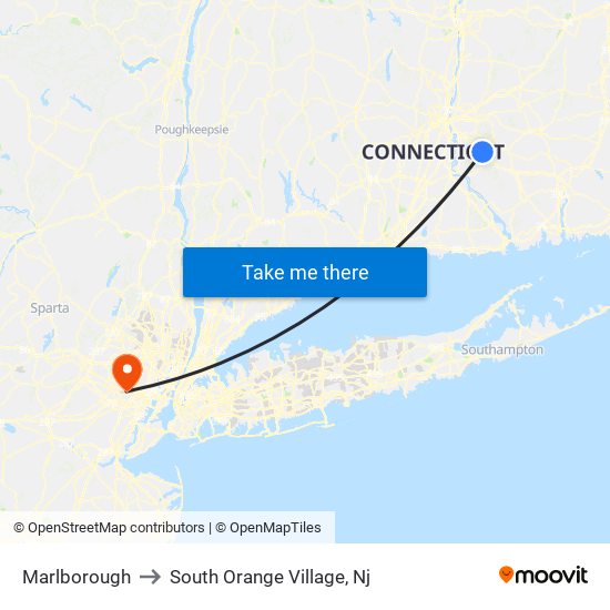 Marlborough to South Orange Village, Nj map