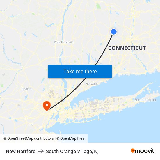 New Hartford to South Orange Village, Nj map