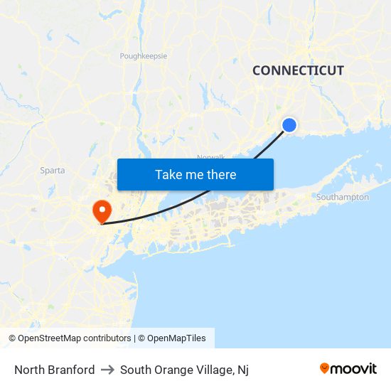 North Branford to South Orange Village, Nj map