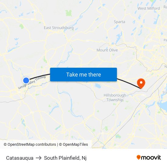 Catasauqua to South Plainfield, Nj map