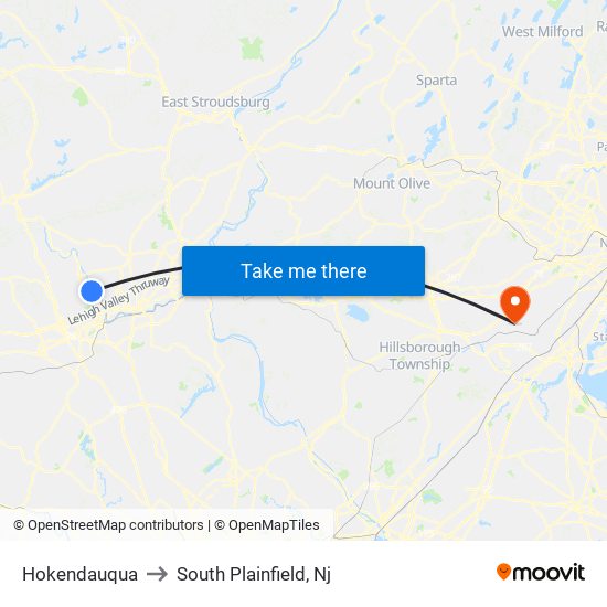 Hokendauqua to South Plainfield, Nj map