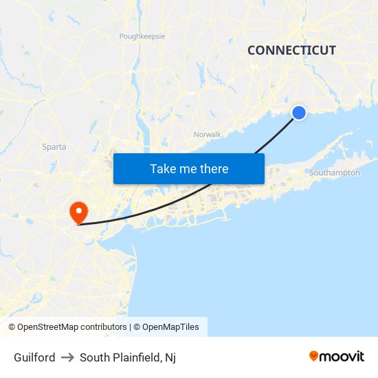 Guilford to South Plainfield, Nj map