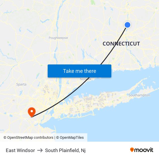 East Windsor to South Plainfield, Nj map