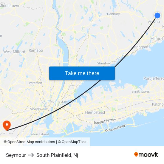 Seymour to South Plainfield, Nj map