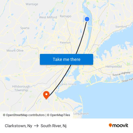 Clarkstown, Ny to South River, Nj map