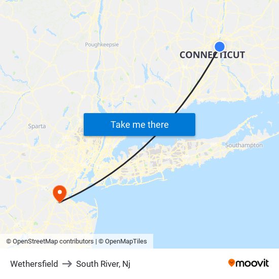Wethersfield to South River, Nj map