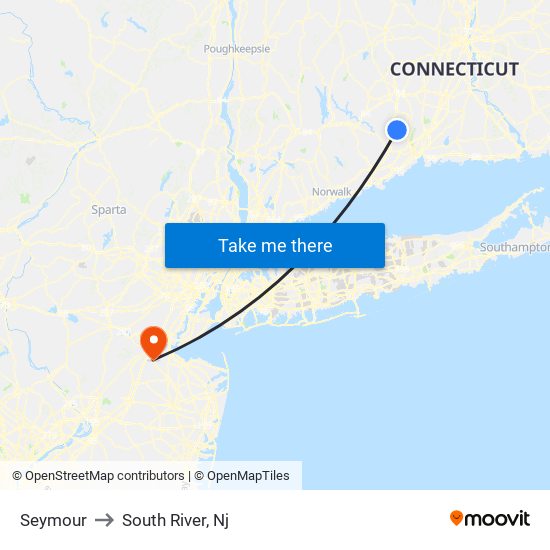 Seymour to South River, Nj map