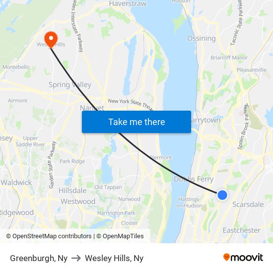 Greenburgh, Ny to Wesley Hills, Ny map