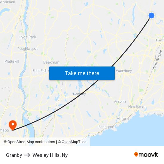 Granby to Wesley Hills, Ny map