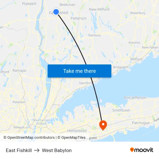East Fishkill to West Babylon map