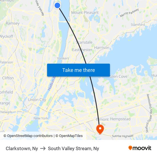 Clarkstown, Ny to South Valley Stream, Ny map