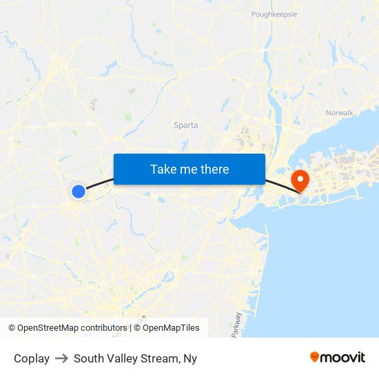 Coplay to South Valley Stream, Ny map