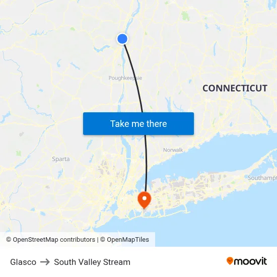 Glasco to South Valley Stream map