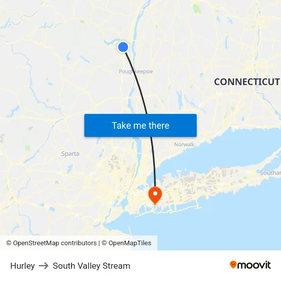 Hurley to South Valley Stream map