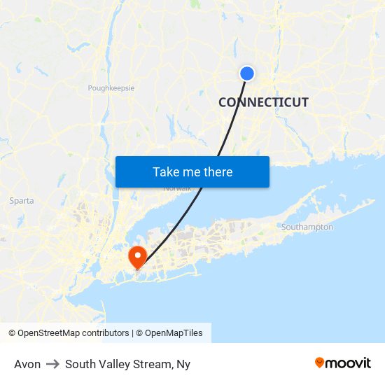 Avon to South Valley Stream, Ny map