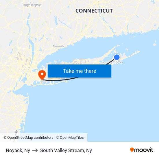 Noyack, Ny to South Valley Stream, Ny map