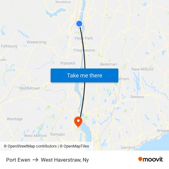 Port Ewen to West Haverstraw, Ny map