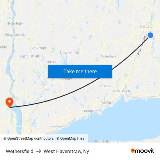 Wethersfield to West Haverstraw, Ny map