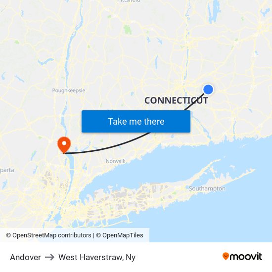 Andover to West Haverstraw, Ny map