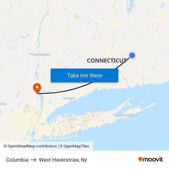 Columbia to West Haverstraw, Ny map