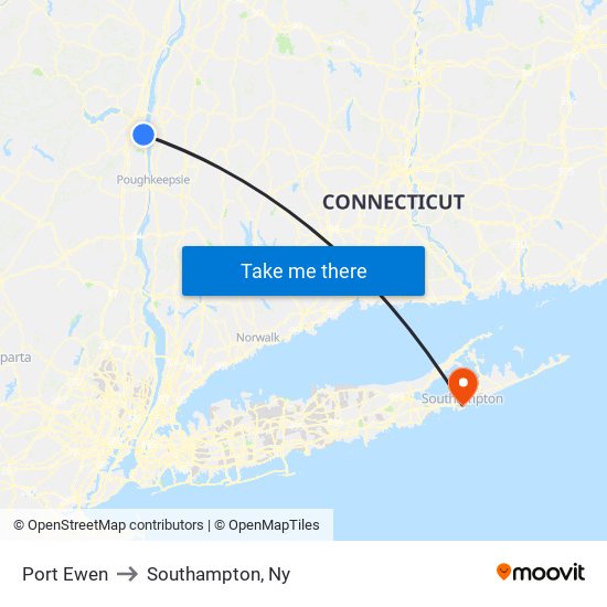 Port Ewen to Southampton, Ny map