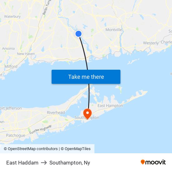 East Haddam to Southampton, Ny map